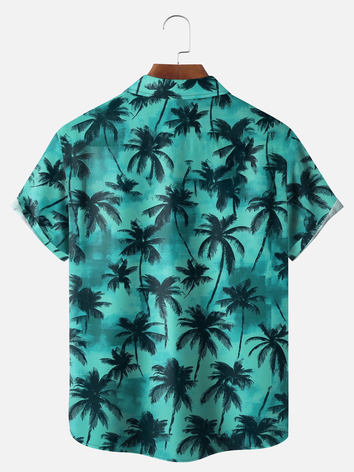 Big Size Moisture-wicking Palm Tree Chest Pocket Hawaiian Shirt