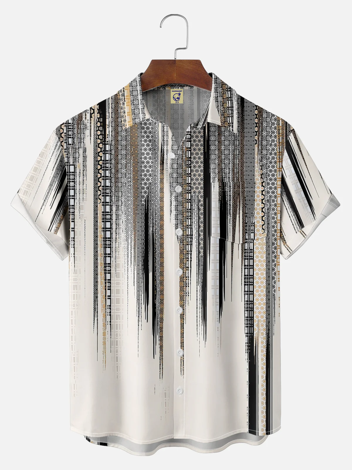 Big Size Moisture-wicking Classic Abstract Textured Vertical Stripe Chest Pocket Casual Shirt