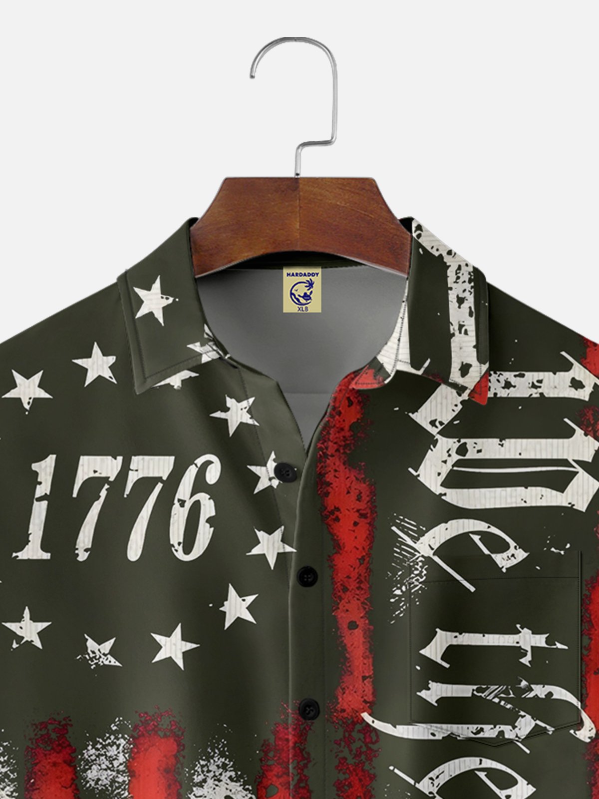 Big Size Moisture Wicking 1776 Declaration of Independence 4th of July Chest Pocket Hawaiian Shirt