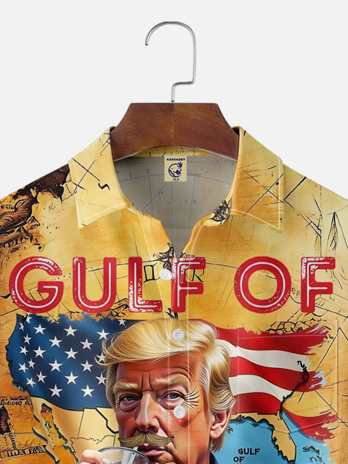 Big Size Moisture Wicking Gulf Of American Trump Chest Pocket Hawaiian Shirt