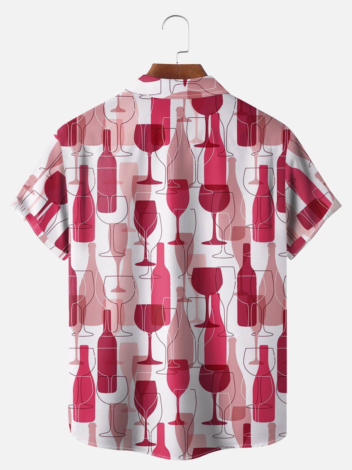 Big Size Moisture-wicking Wine Glass Abstract Art Chest Pocket Hawaiian Shirt