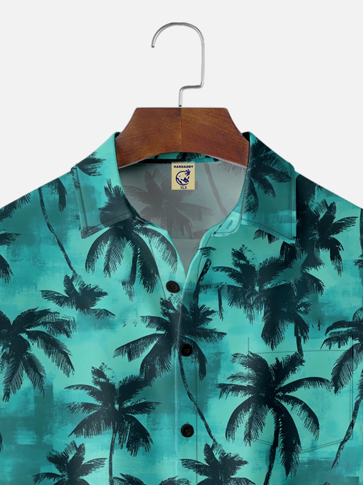 Big Size Moisture-wicking Palm Tree Chest Pocket Hawaiian Shirt