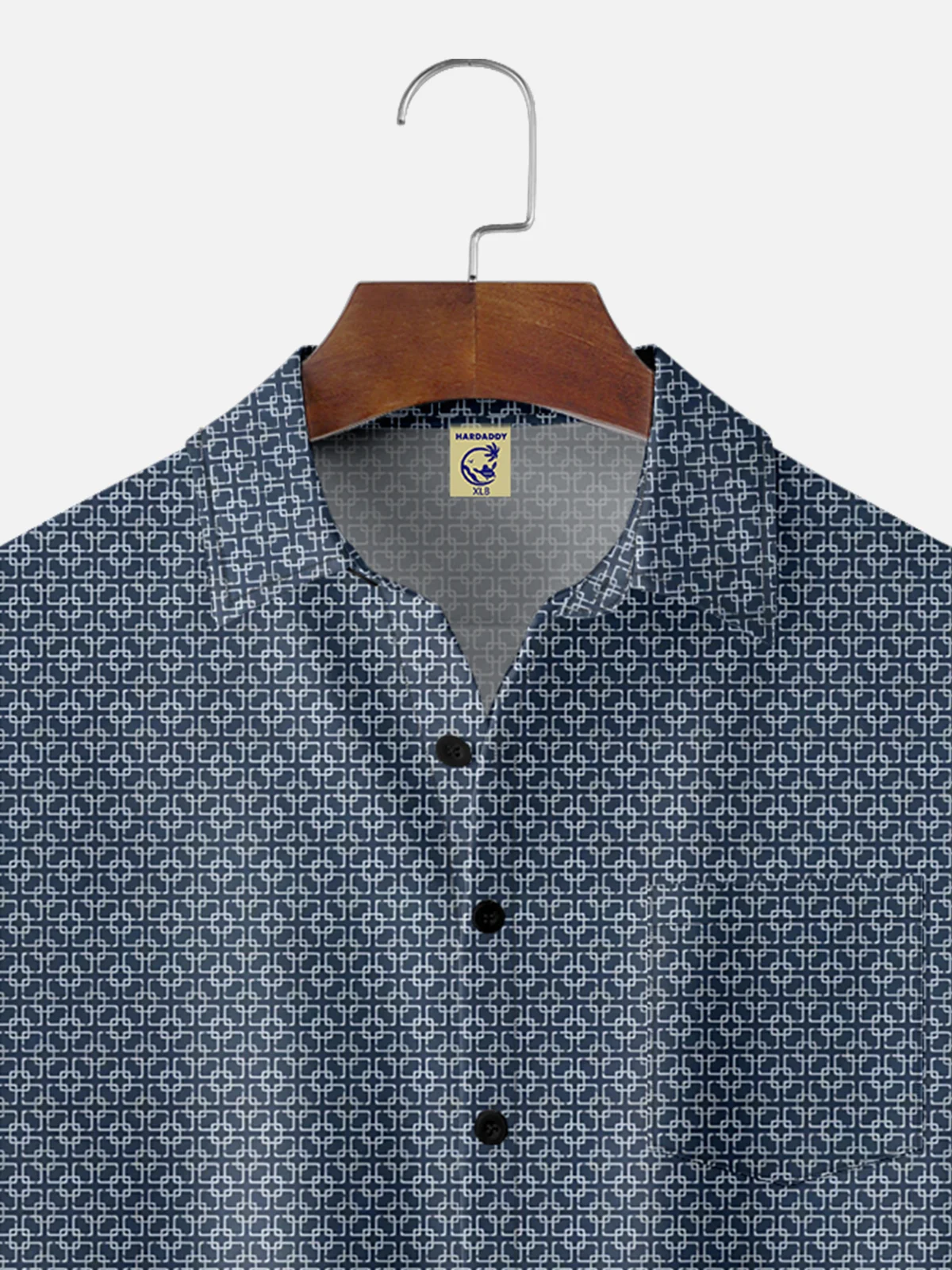 Big Size Moisture-wicking Geomatric Chest Pocket Casual Shirt