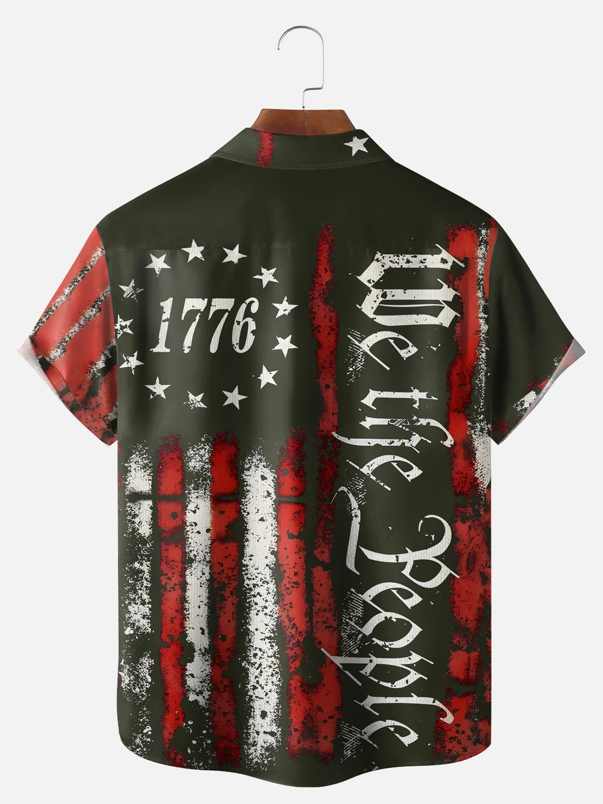 Big Size Moisture Wicking 1776 Declaration of Independence 4th of July Chest Pocket Hawaiian Shirt