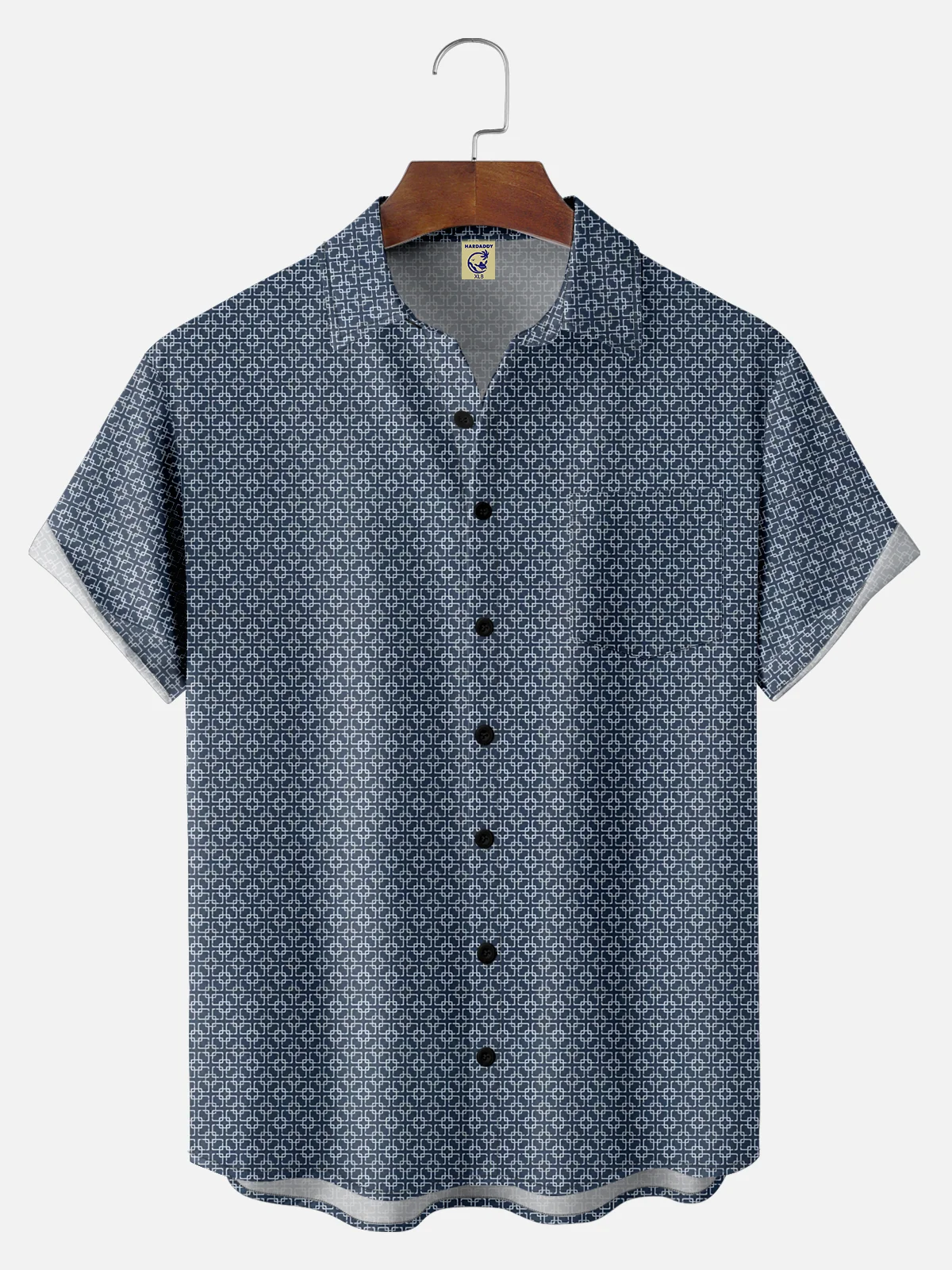 Big Size Moisture-wicking Geomatric Chest Pocket Casual Shirt