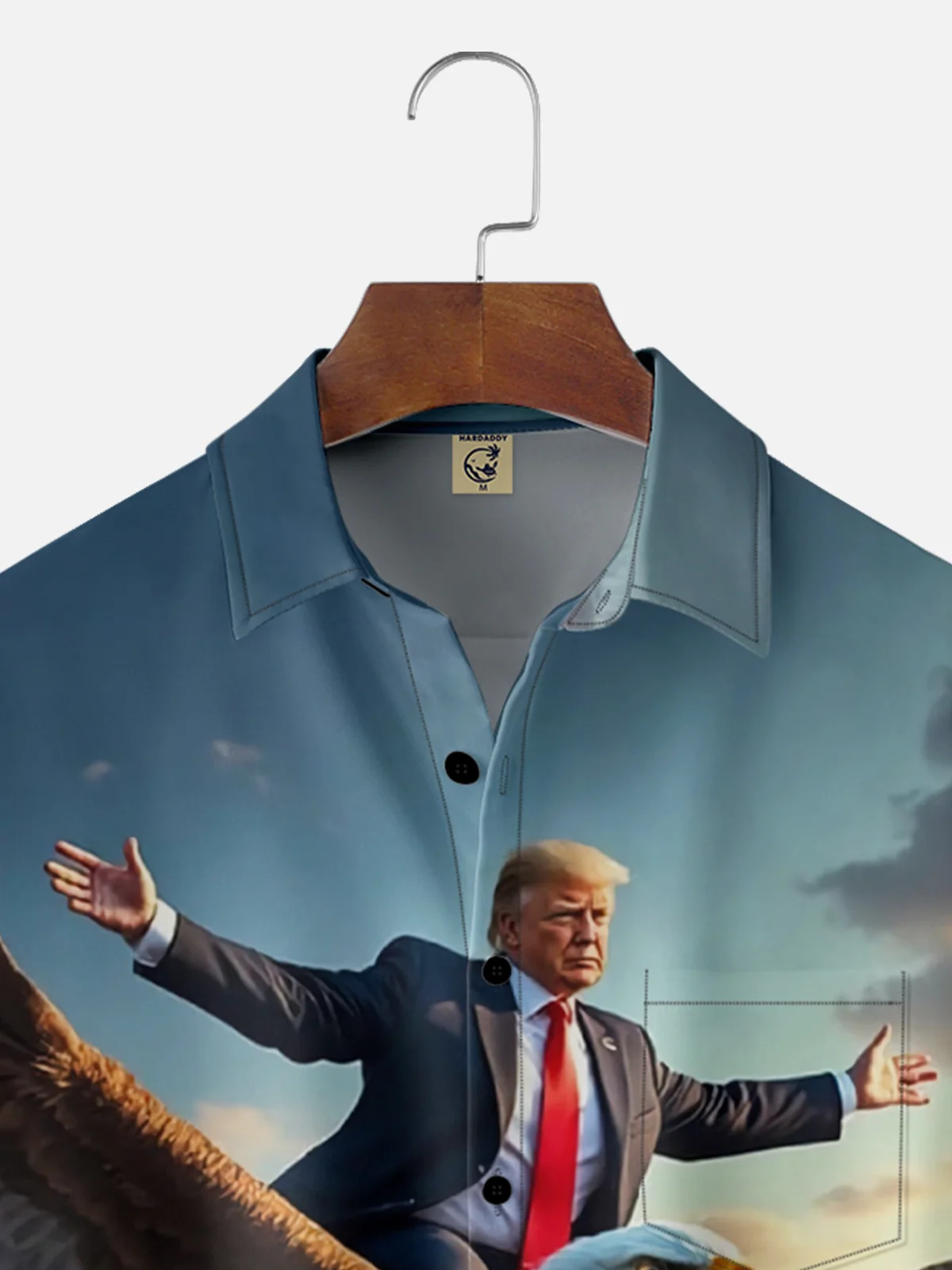 Tall Size Moisture-wicking Trump Eagle Patriotic Chest Pocket Casual Shirt