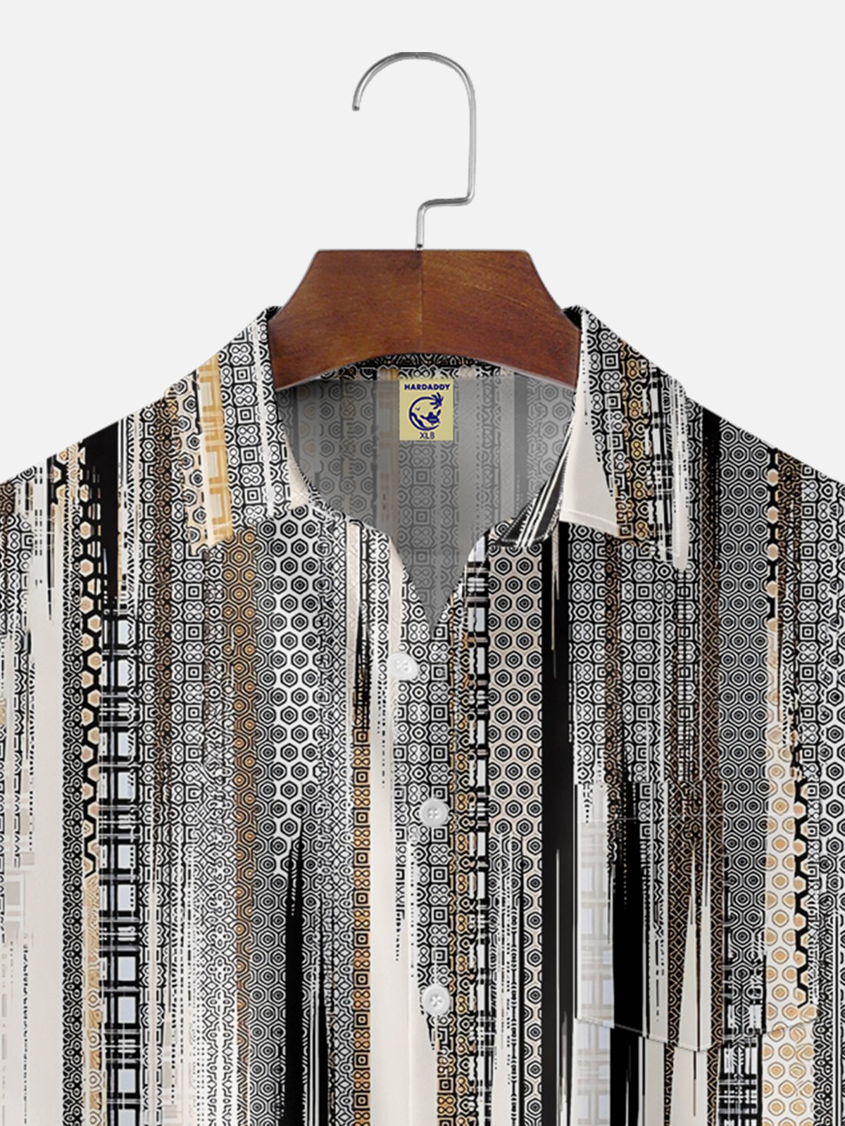 Big Size Moisture-wicking Classic Abstract Textured Vertical Stripe Chest Pocket Casual Shirt