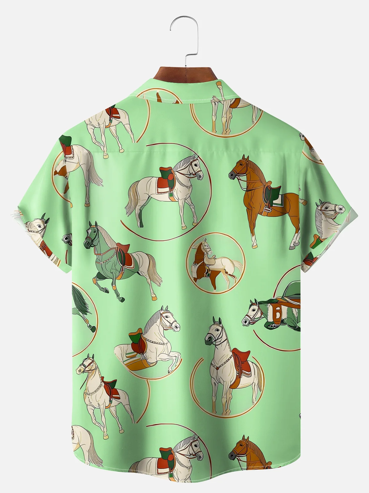 Big Size Moisture-wicking Kentucky Derby Horse Racing Chest Pocket Casual Shirt