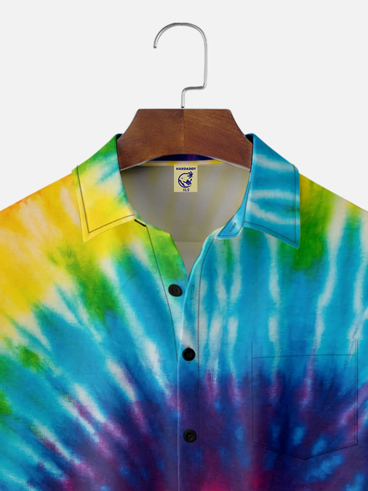 Big Size Moisture-wicking Hippie Tie Dye Chest Pocket Casual Shirt