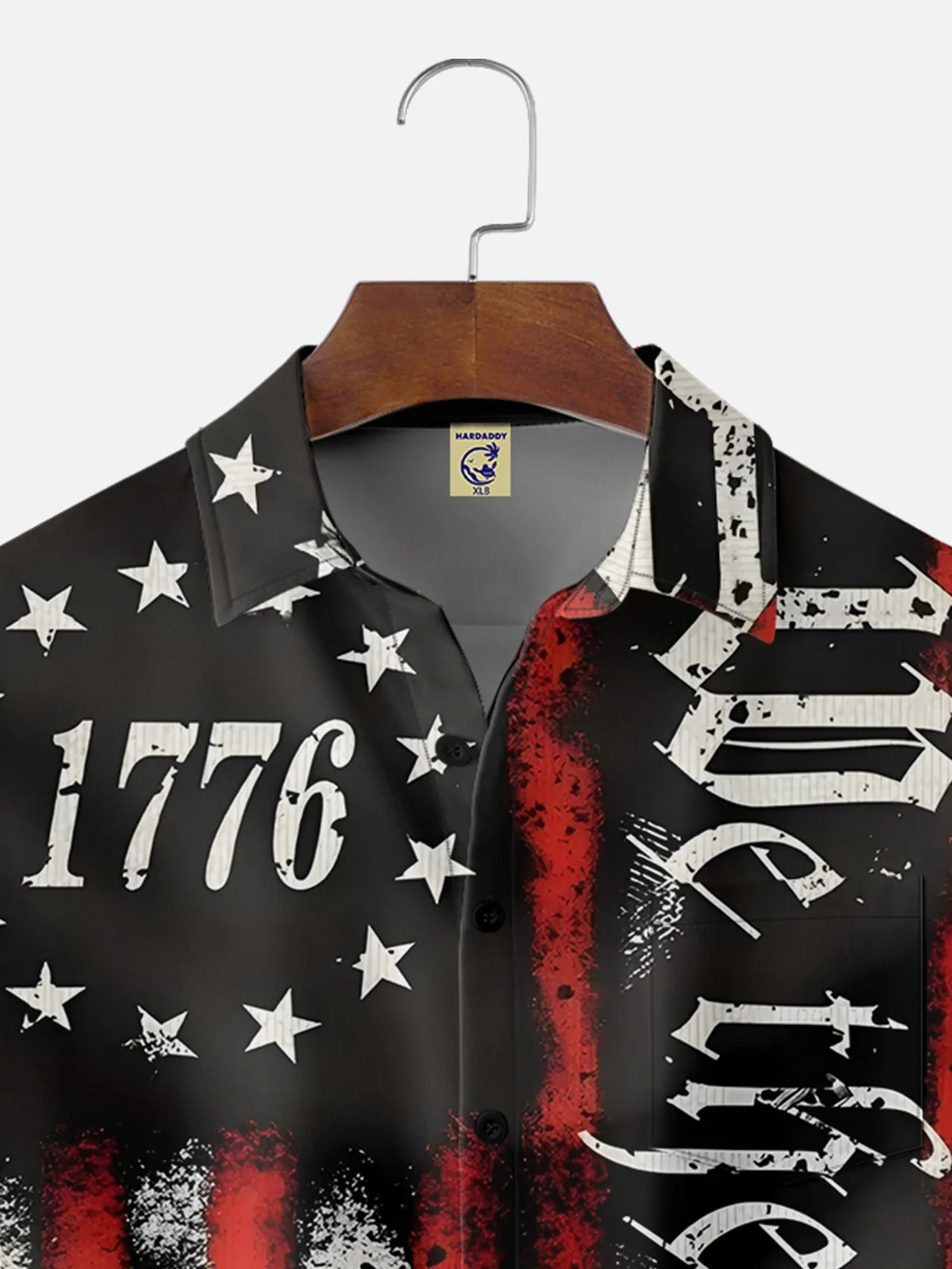 Big Size Moisture Wicking 1776 Declaration of Independence 4th of July Chest Pocket Hawaiian Shirt