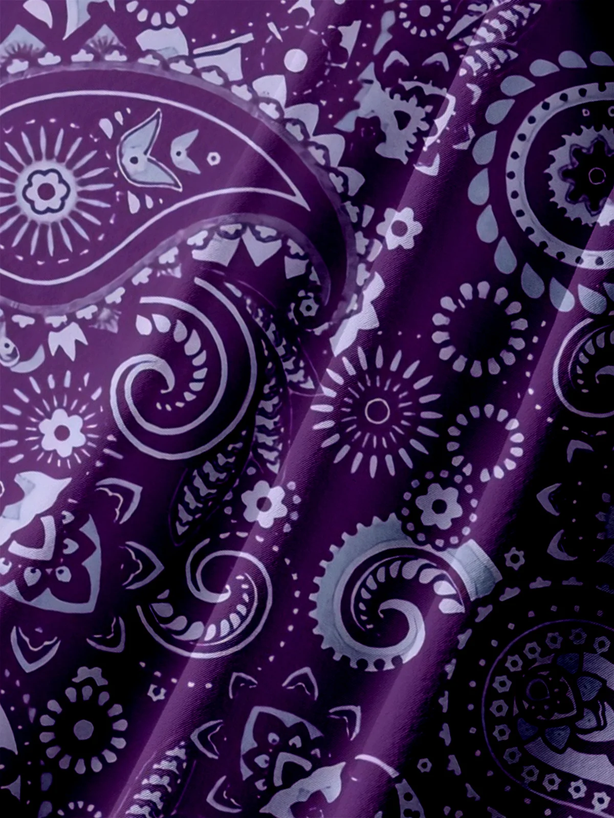 Big Size Moisture-wicking Paisley Floral Chest Pocket Casual Shirt