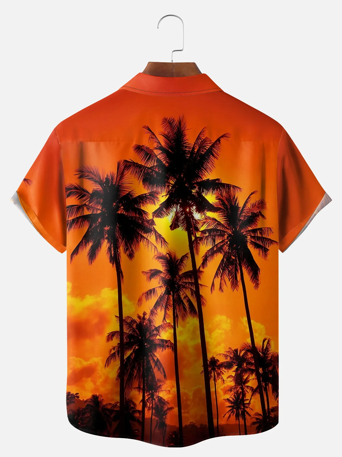 Big Size Moisture-wicking Palm Tree Chest Pocket Hawaiian Shirt