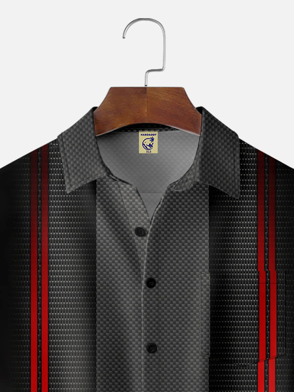 Big Size Moisture Wicking Geometric Stripe Chest Pocket Hawaiian Shirt