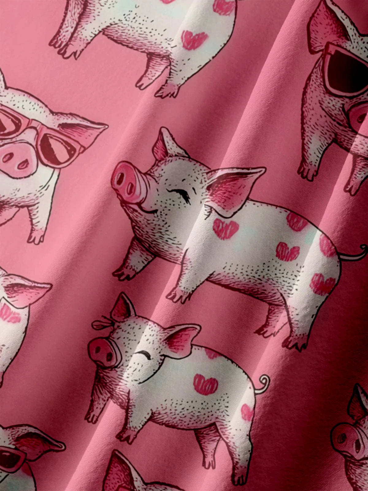 Big Size Moisture-wicking Fly Pigs Chest Pocket Casual Shirt