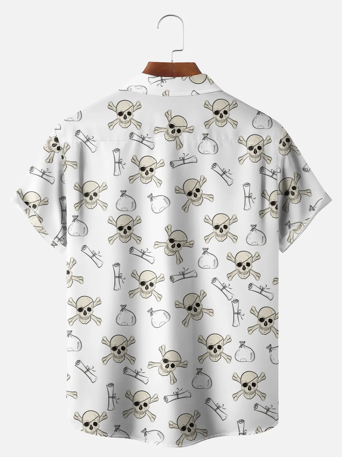 Big Size Moisture-wicking Pirate Chest Pocket Bowling Shirt