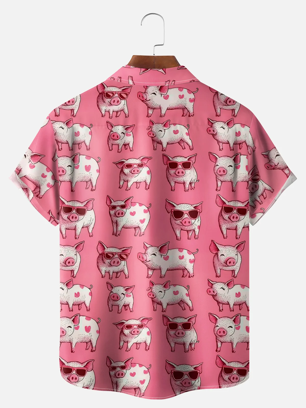 Big Size Moisture-wicking Fly Pigs Chest Pocket Casual Shirt