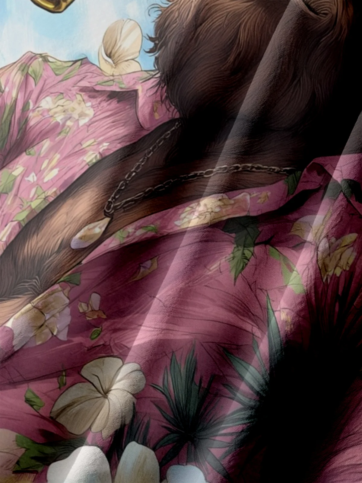 Big Size Moisture-wicking Tropical Chimpanzees Chest Pocket Hawaiian Shirt