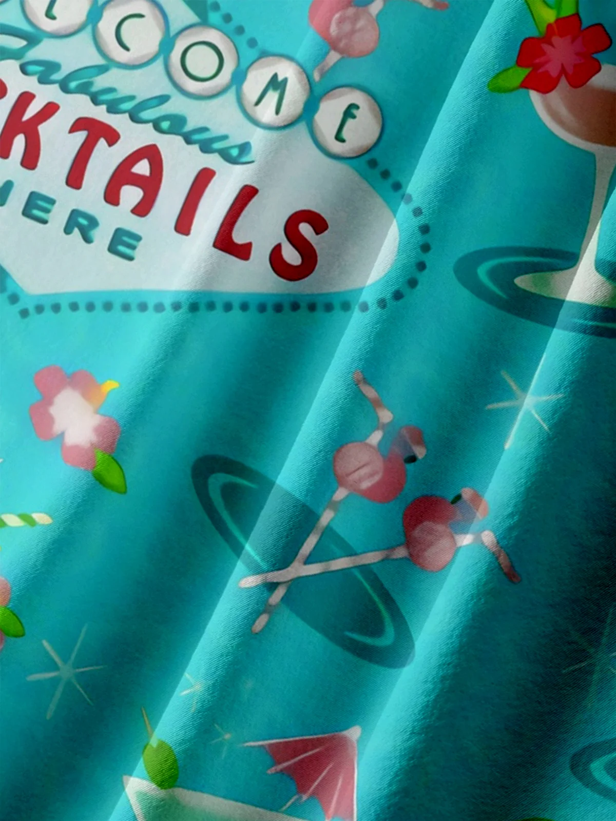 Big Size Moisture-wicking Mid-century Geomatric Cocktail Chest Pocket Hawaiian Shirt