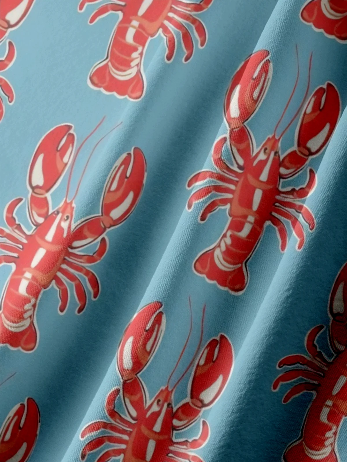 Big Size Moisture-wicking Lobster Chest Pocket Hawaiian Shirt