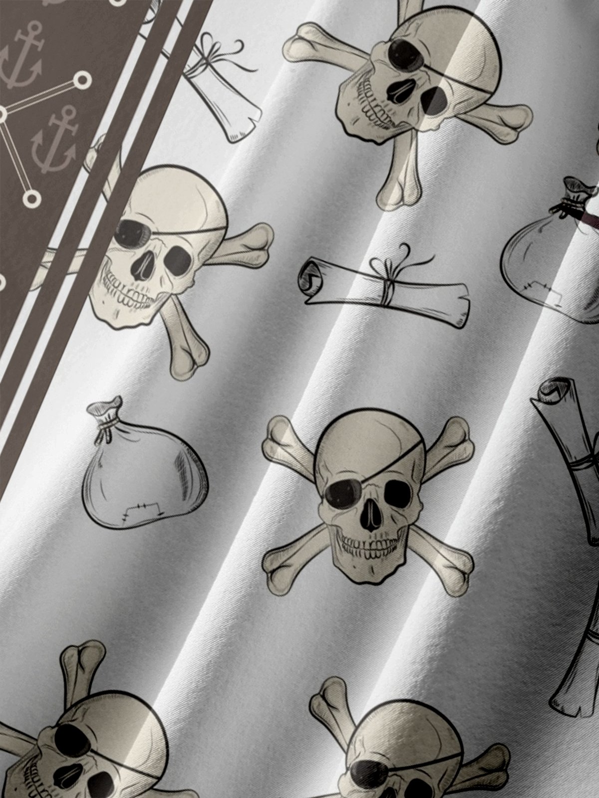 Big Size Moisture-wicking Pirate Chest Pocket Bowling Shirt
