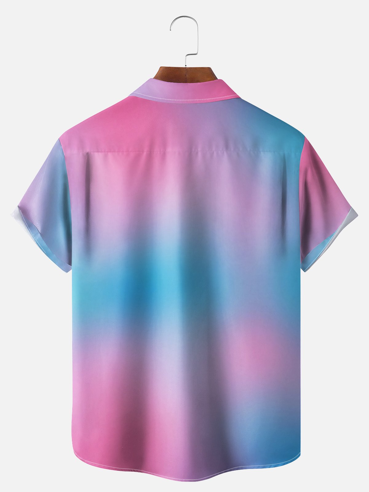 Big Size Moisture-wicking Gradient Flamingo Chest Pocket Hawaiian Shirt