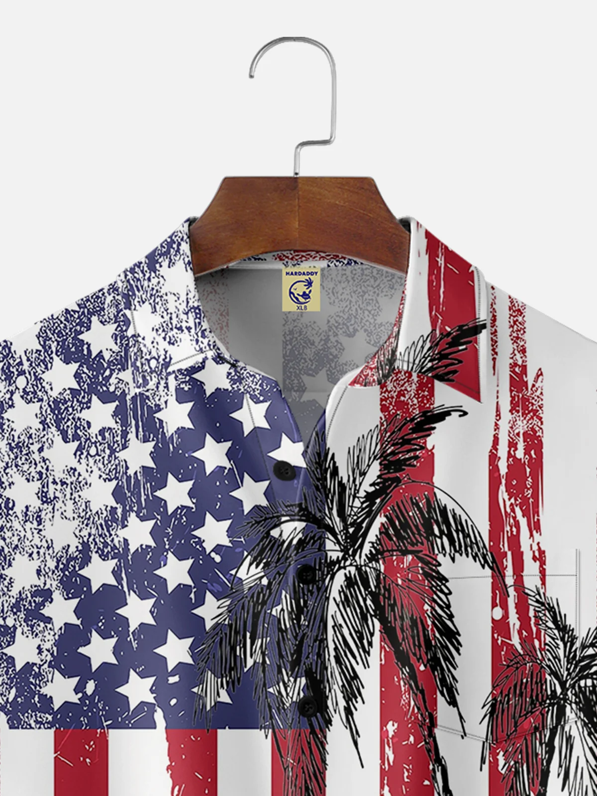 Big Size Moisture-wicking Palm Tree Chest Pocket Hawaiian Shirt