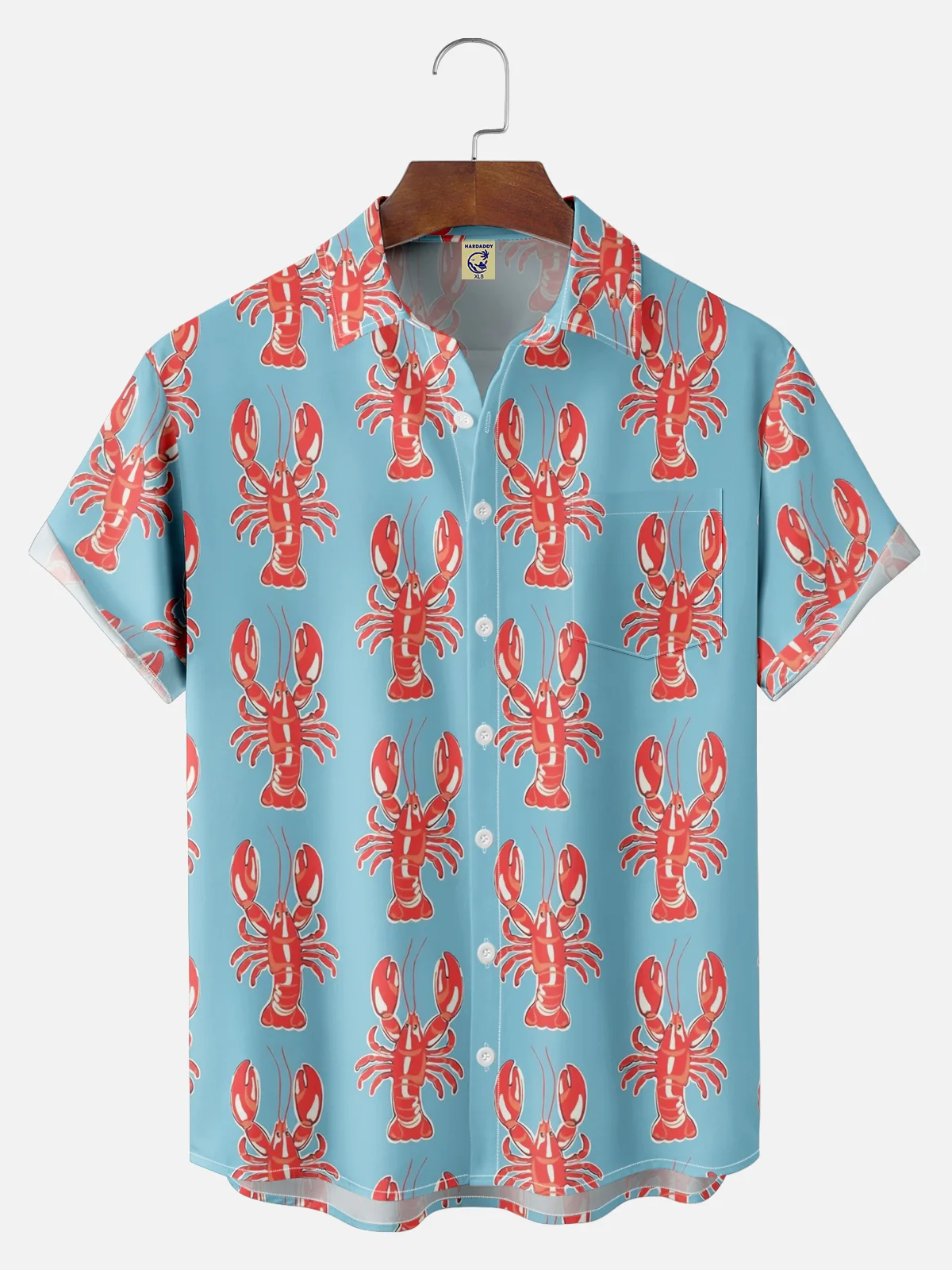 Big Size Moisture-wicking Lobster Chest Pocket Hawaiian Shirt