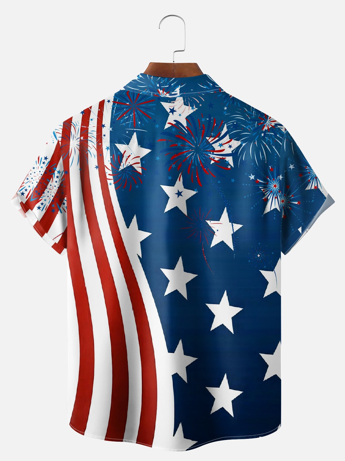 Big Size Moisture-wicking American Flag Kungfu Chicken Chest Pocket Casual Shirt