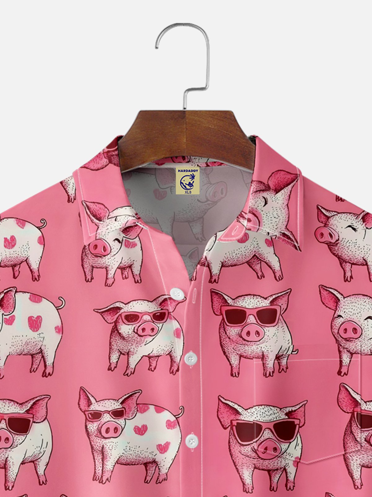 Big Size Moisture-wicking Fly Pigs Chest Pocket Casual Shirt
