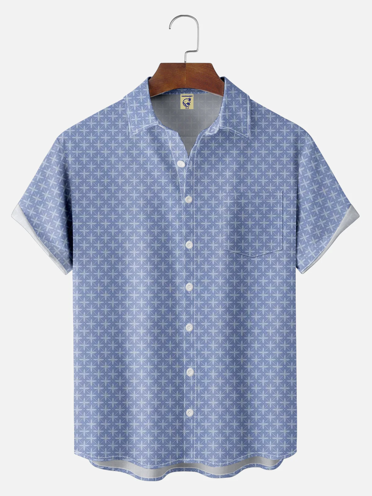Big Size Moisture-wicking Geomatric Chest Pocket Casual Shirt