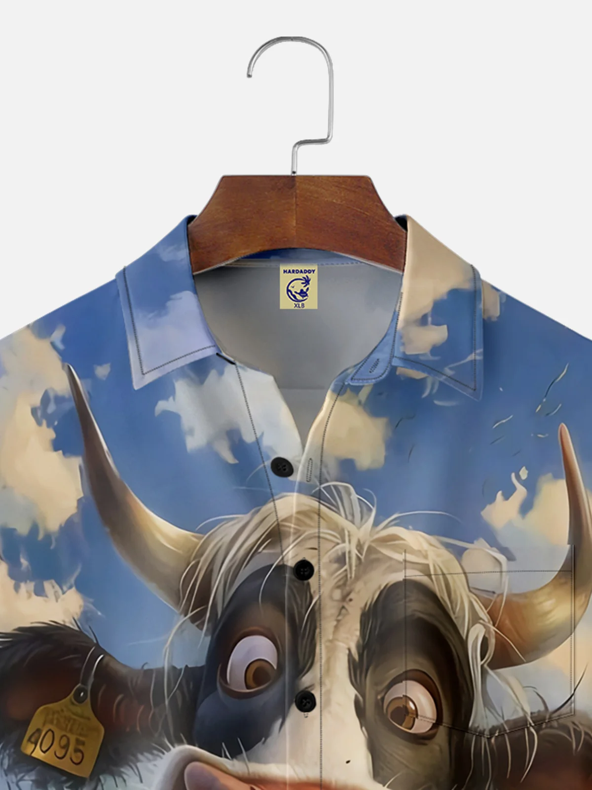 Big Size Moisture-wicking Dairy Cow Chest Pocket Hawaiian Shirt