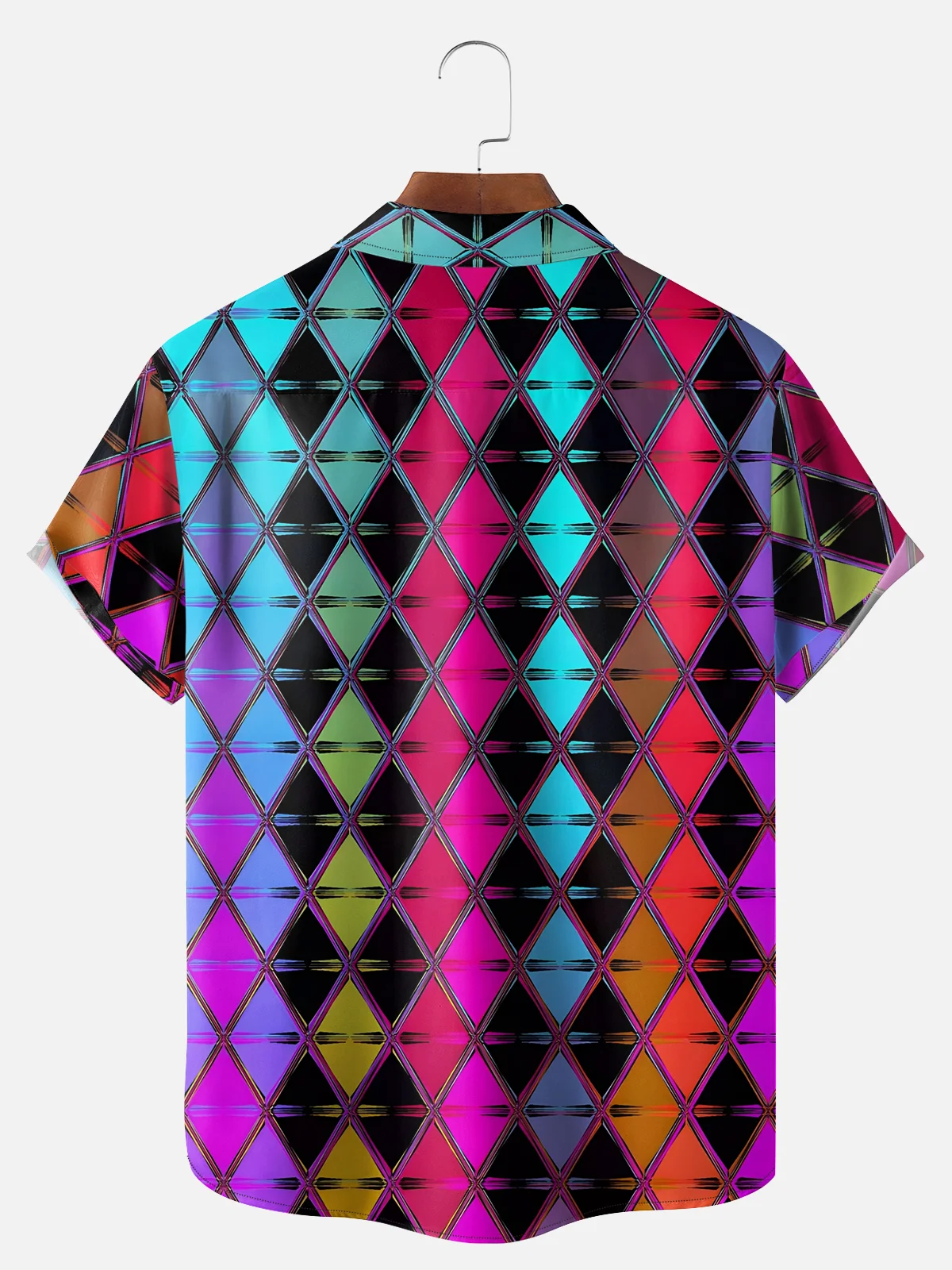 Big Size Moisture-wicking Gradient Geomatric Chest Pocket Casual Shirt