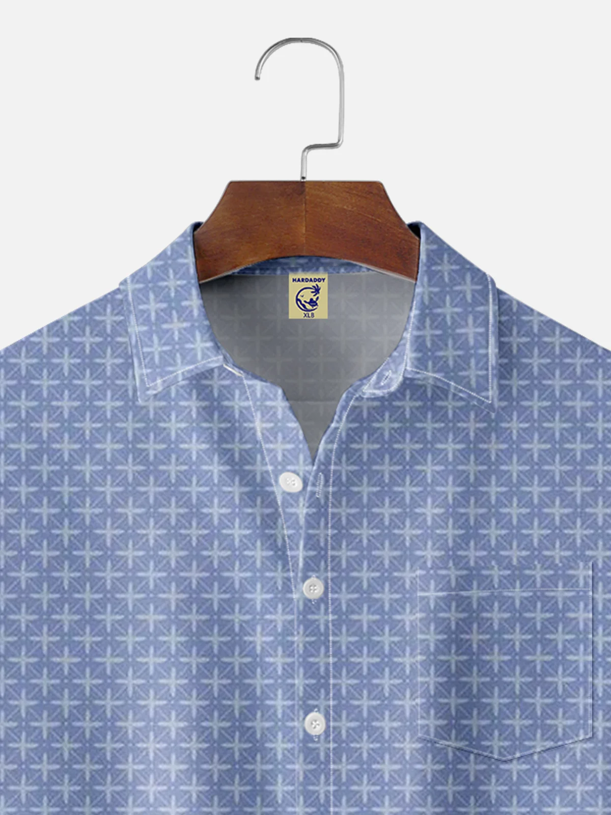 Big Size Moisture-wicking Geomatric Chest Pocket Casual Shirt