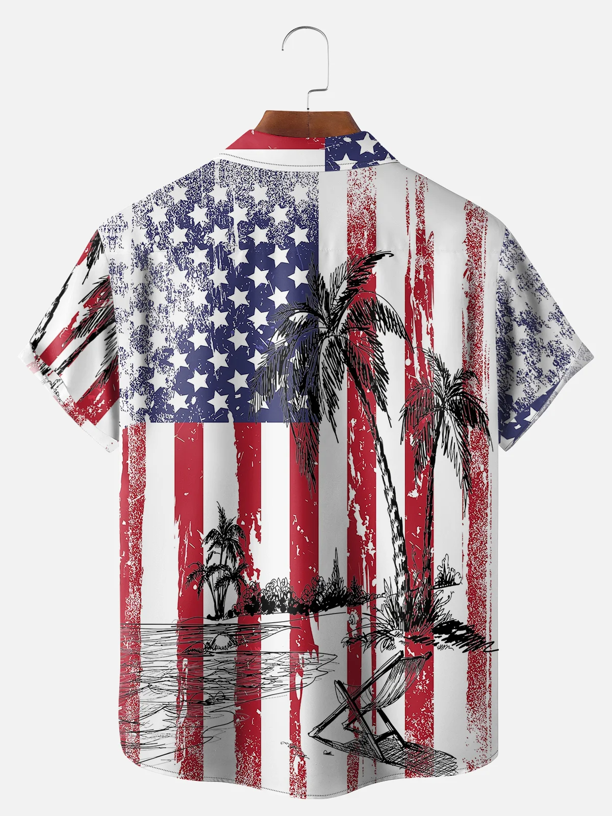Big Size Moisture-wicking Palm Tree Chest Pocket Hawaiian Shirt