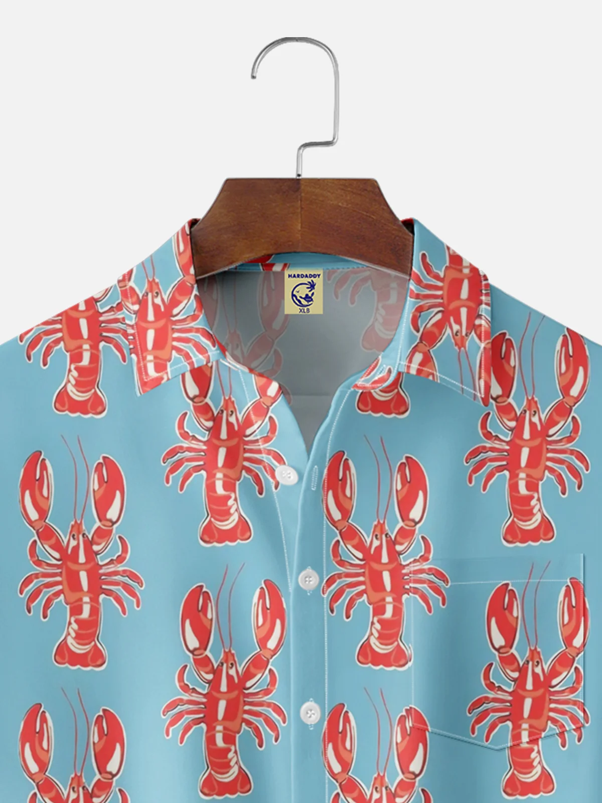 Big Size Moisture-wicking Lobster Chest Pocket Hawaiian Shirt