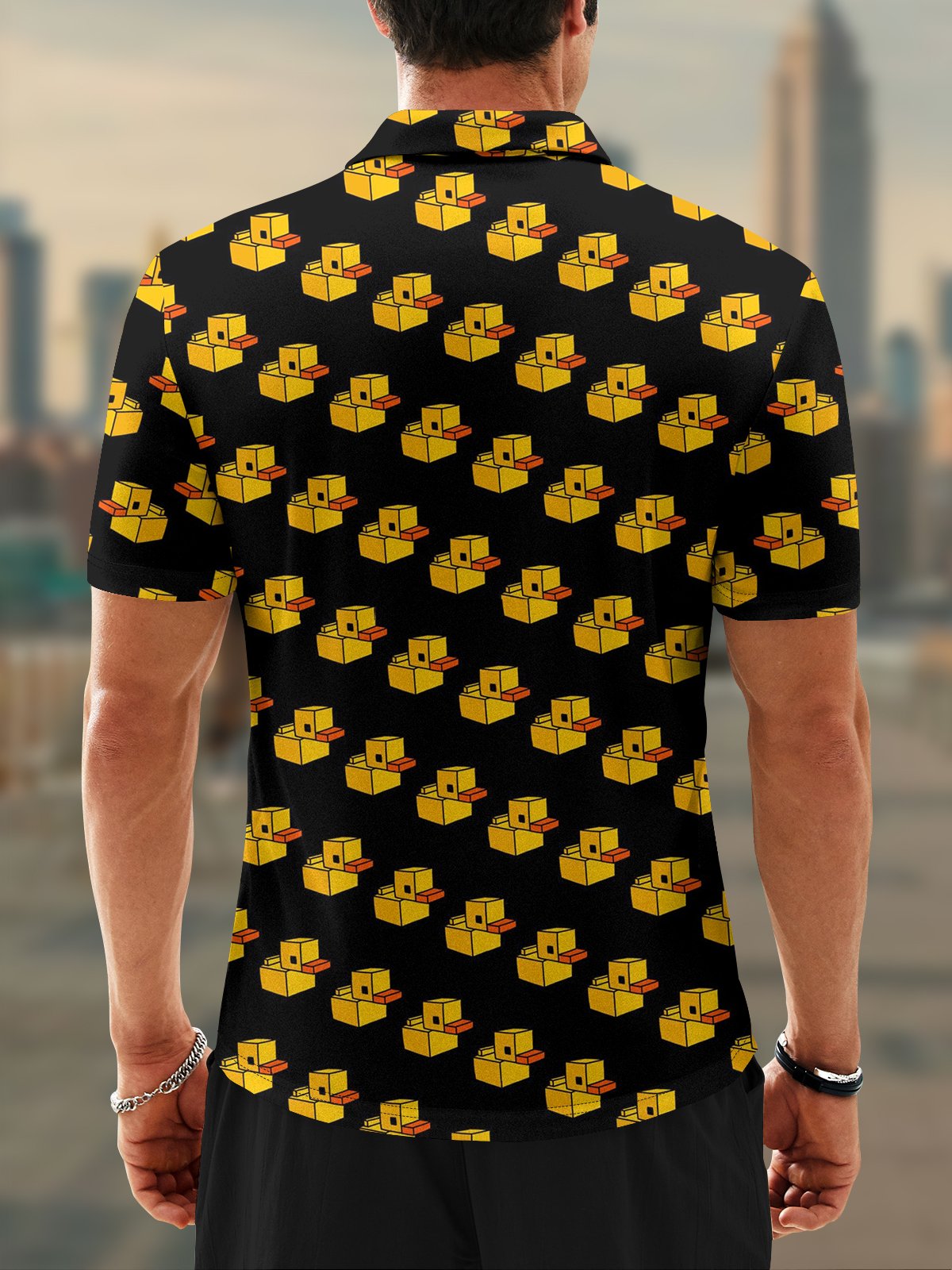 Moisture Wicking Geometric Duck Short Sleeve Golf Polo