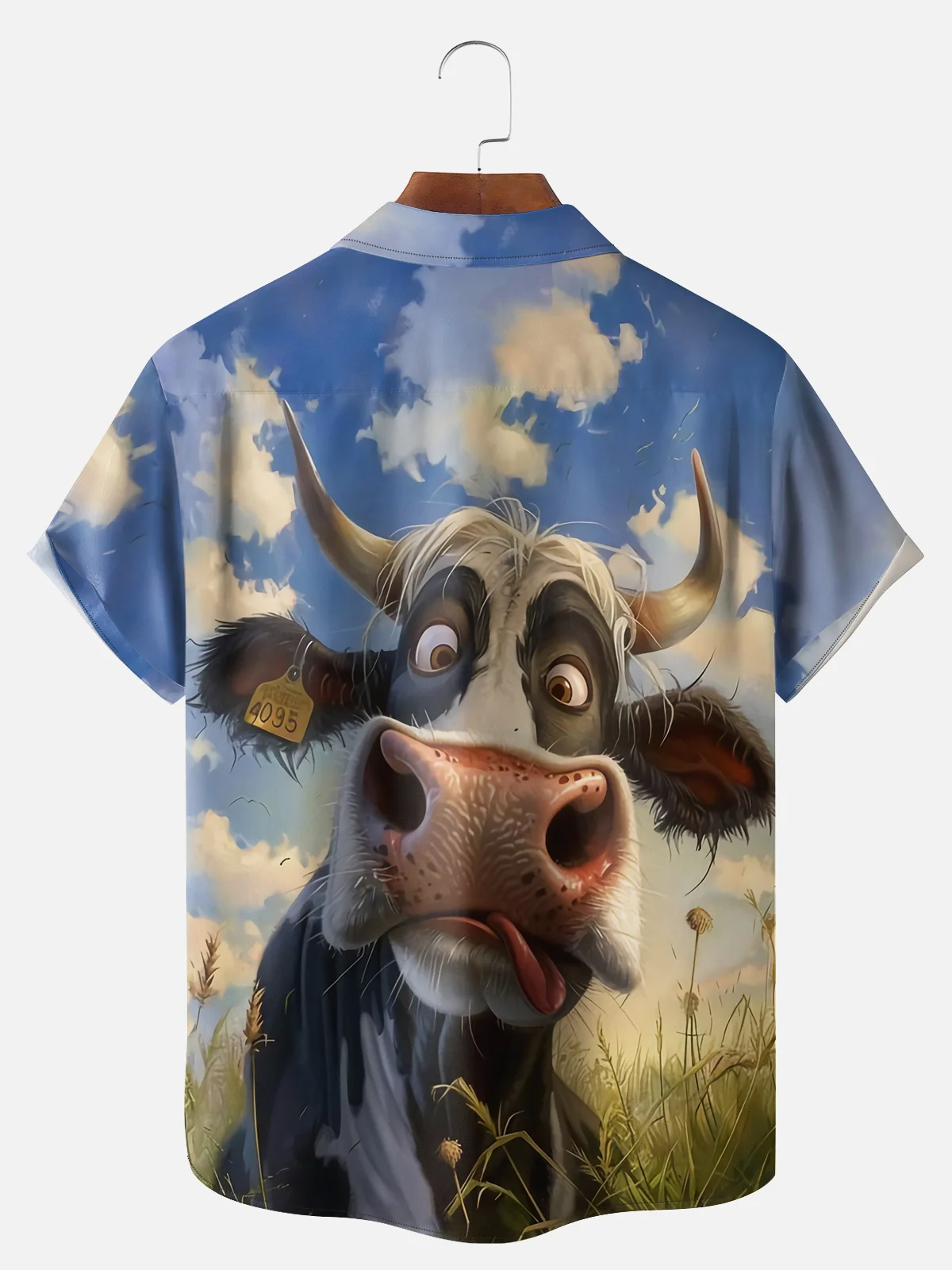 Big Size Moisture-wicking Dairy Cow Chest Pocket Hawaiian Shirt