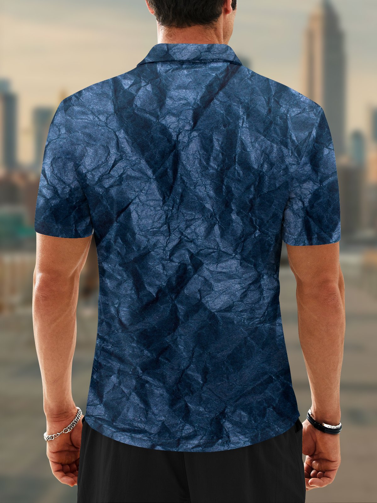 Moisture Wicking Abstract Gradient Short Sleeve Golf Polo