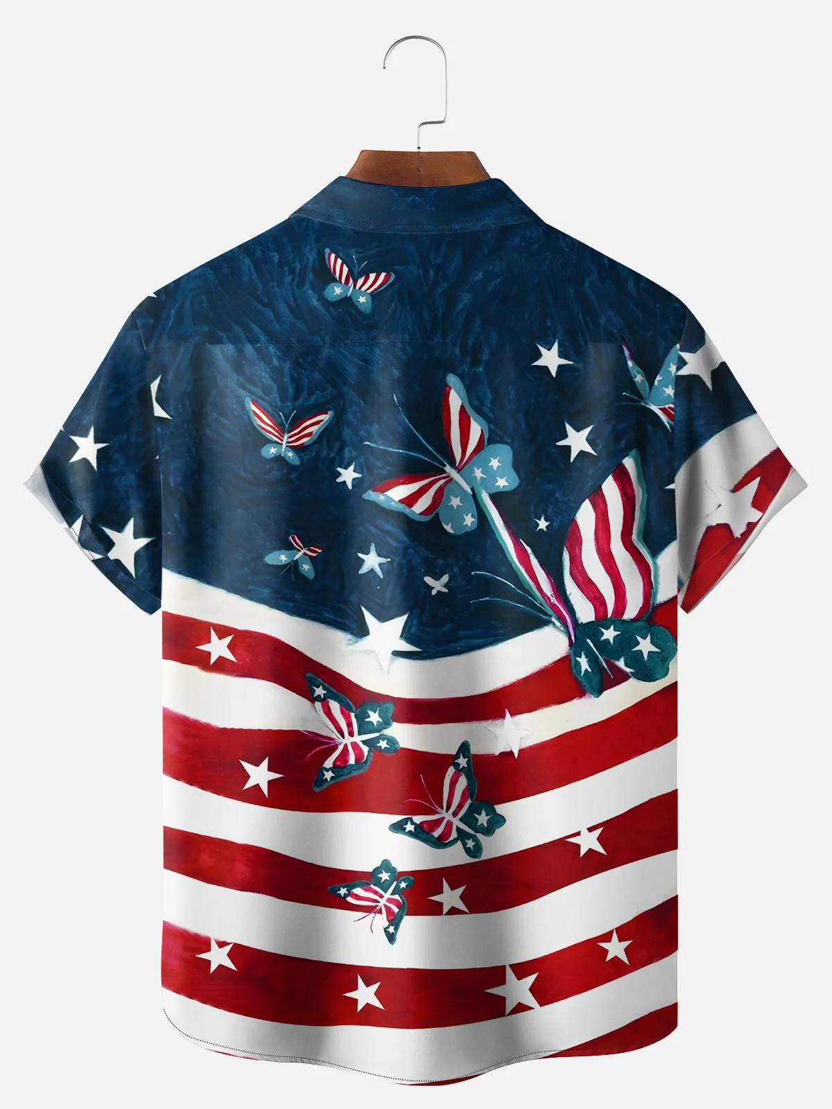 Big Size Moisture-wicking American Flag Bigfoot Chest Pocket Casual Shirt