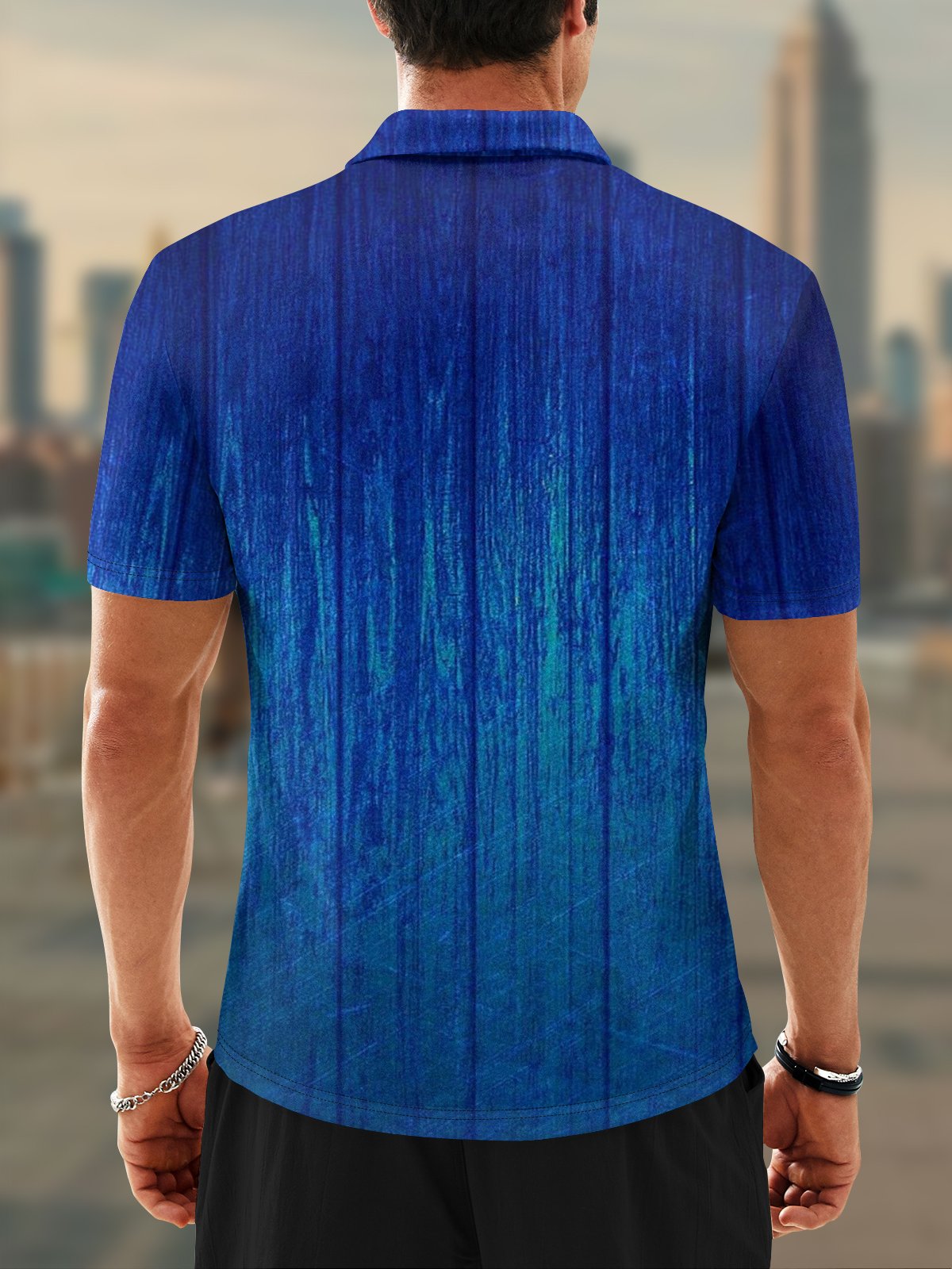 Moisture Wicking Gradient Color Abstract Stripes Short Sleeve Golf Polo