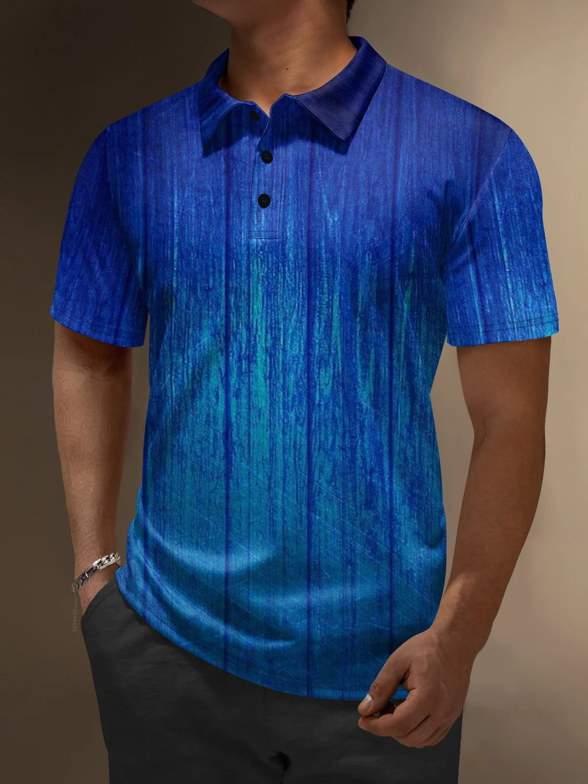 Moisture Wicking Gradient Color Abstract Stripes Short Sleeve Golf Polo