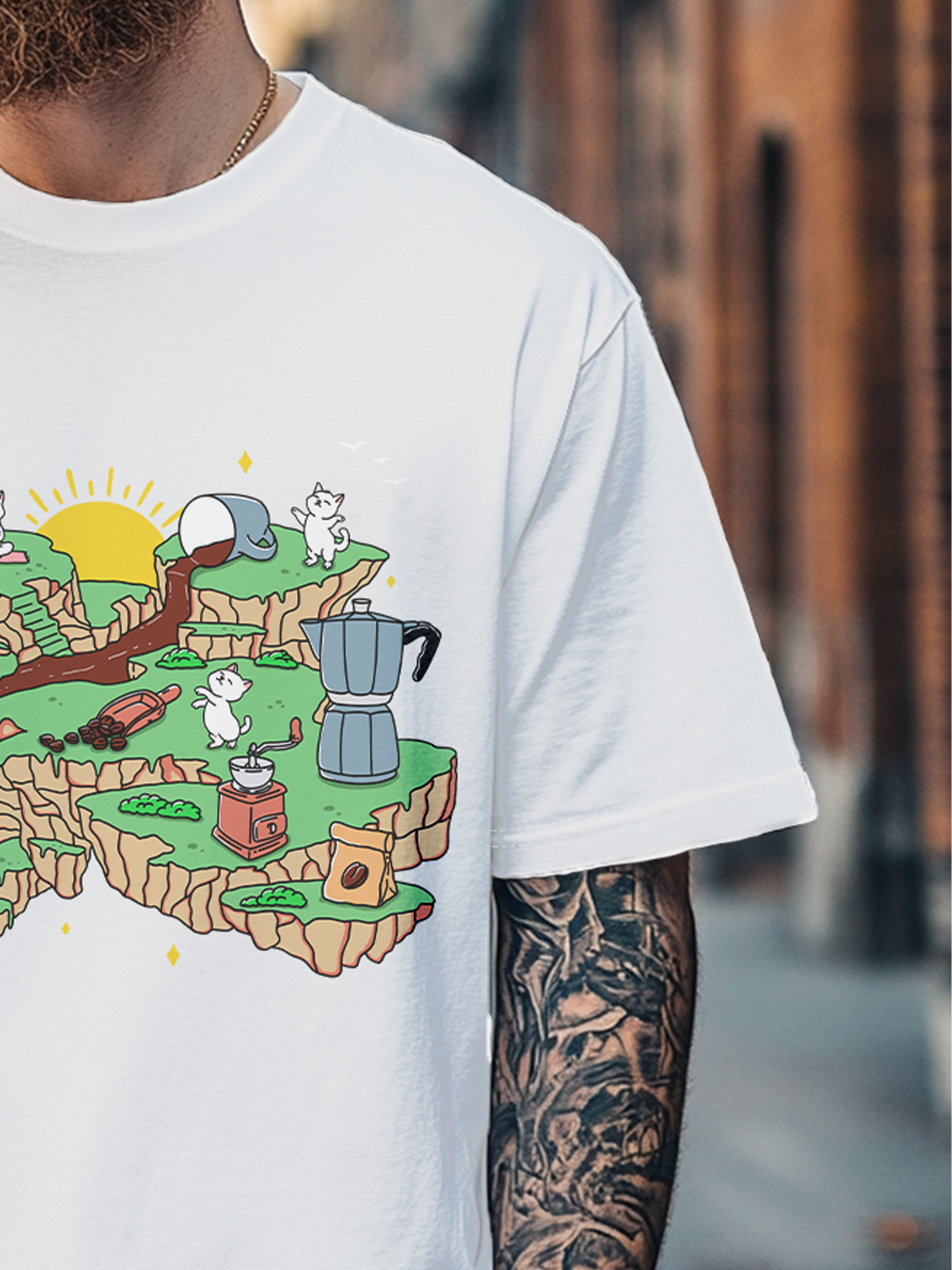 Hardaddy x Kimprut Imut Men's Coffee Fun Art Fitted T-shirts