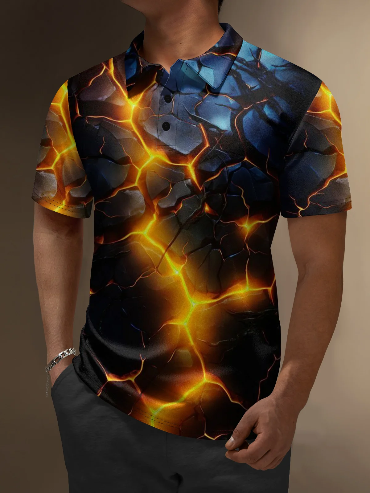 Moisture Wicking Abstract Gradient Color Geometric Short Sleeve Golf Polo