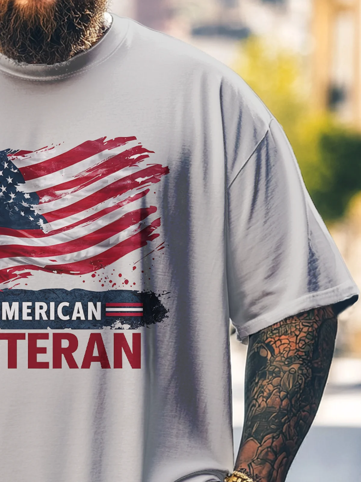 Big Size Men's American Flag Independence Day Art Loose T-shirt