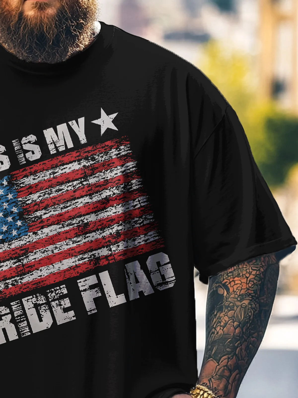 Big Size Men's American Flag "This Is My Pride Flag" Loose T-shirt
