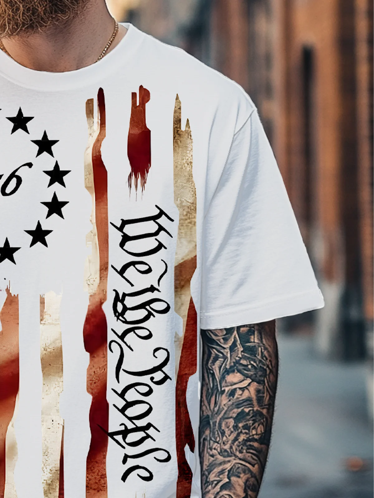 Men's 1776 Independence Day American Flag Fitted T-shirts