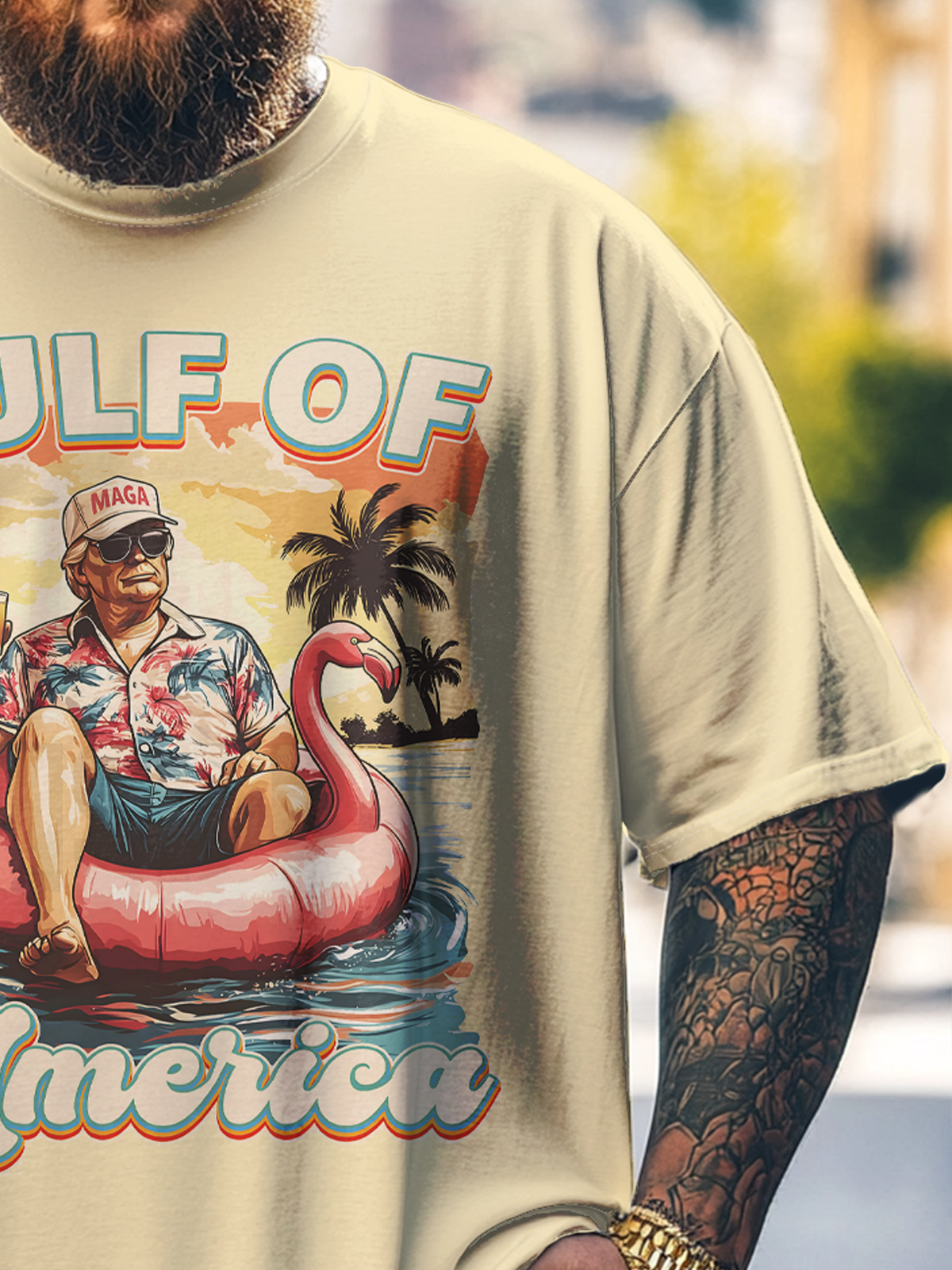Big Size Men's Funny Trump Vacation Loose T-shirt