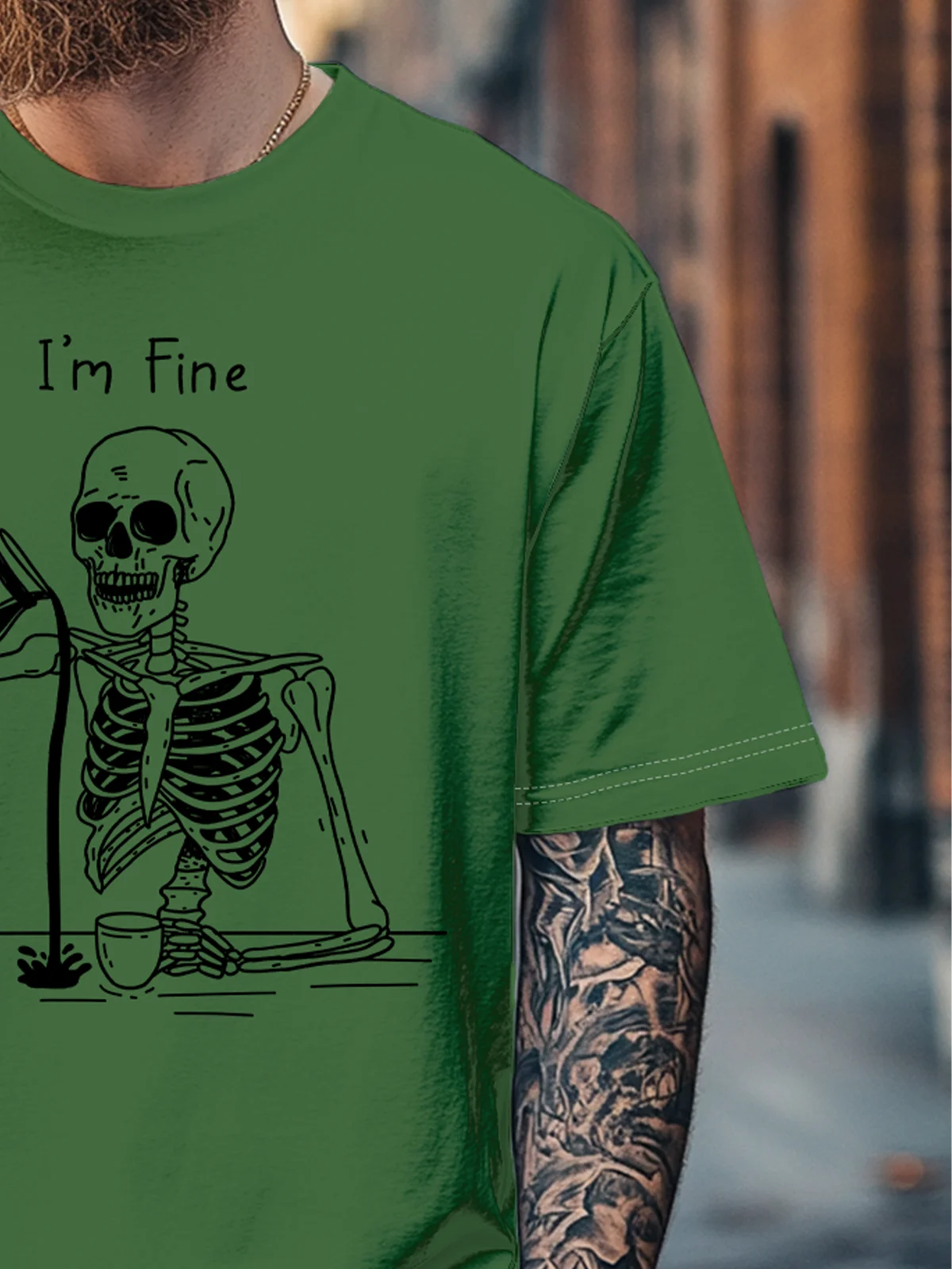 Hardaddy x Kimprut Imut Men's Skull Fun Coffee Art Fitted T-shirts