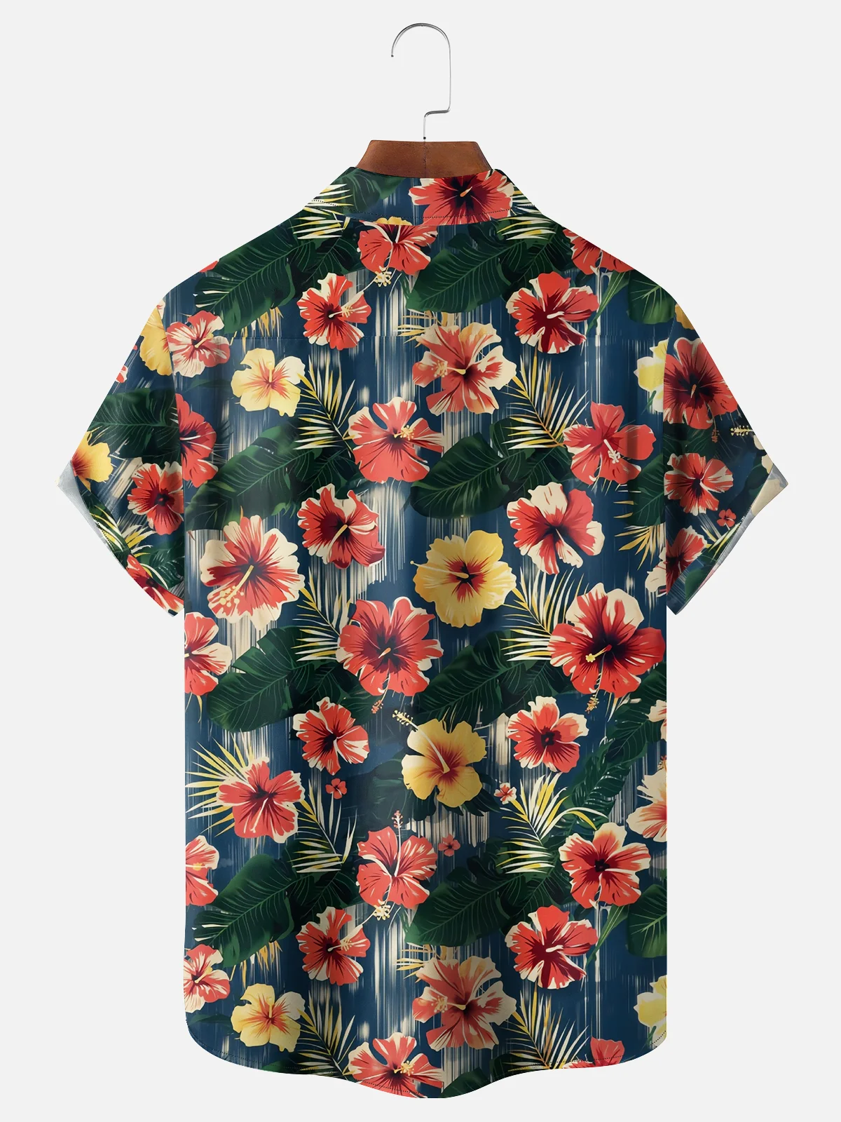 Moisture Wicking Tropical Floral Chest Pocket Hawaiian Shirt