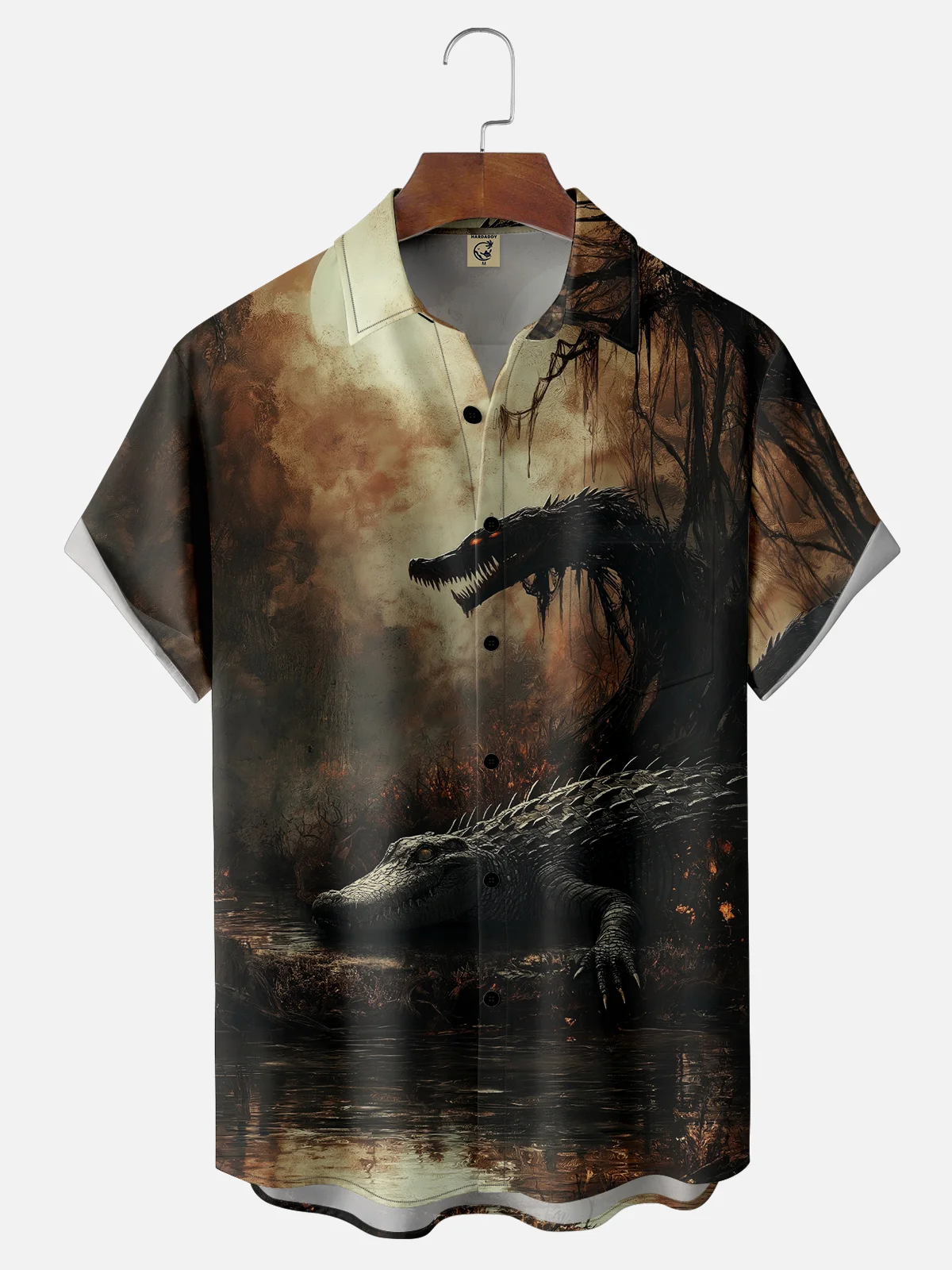 Moisture Wicking Dragon Croc Chest Pocket Hawaiian Shirt